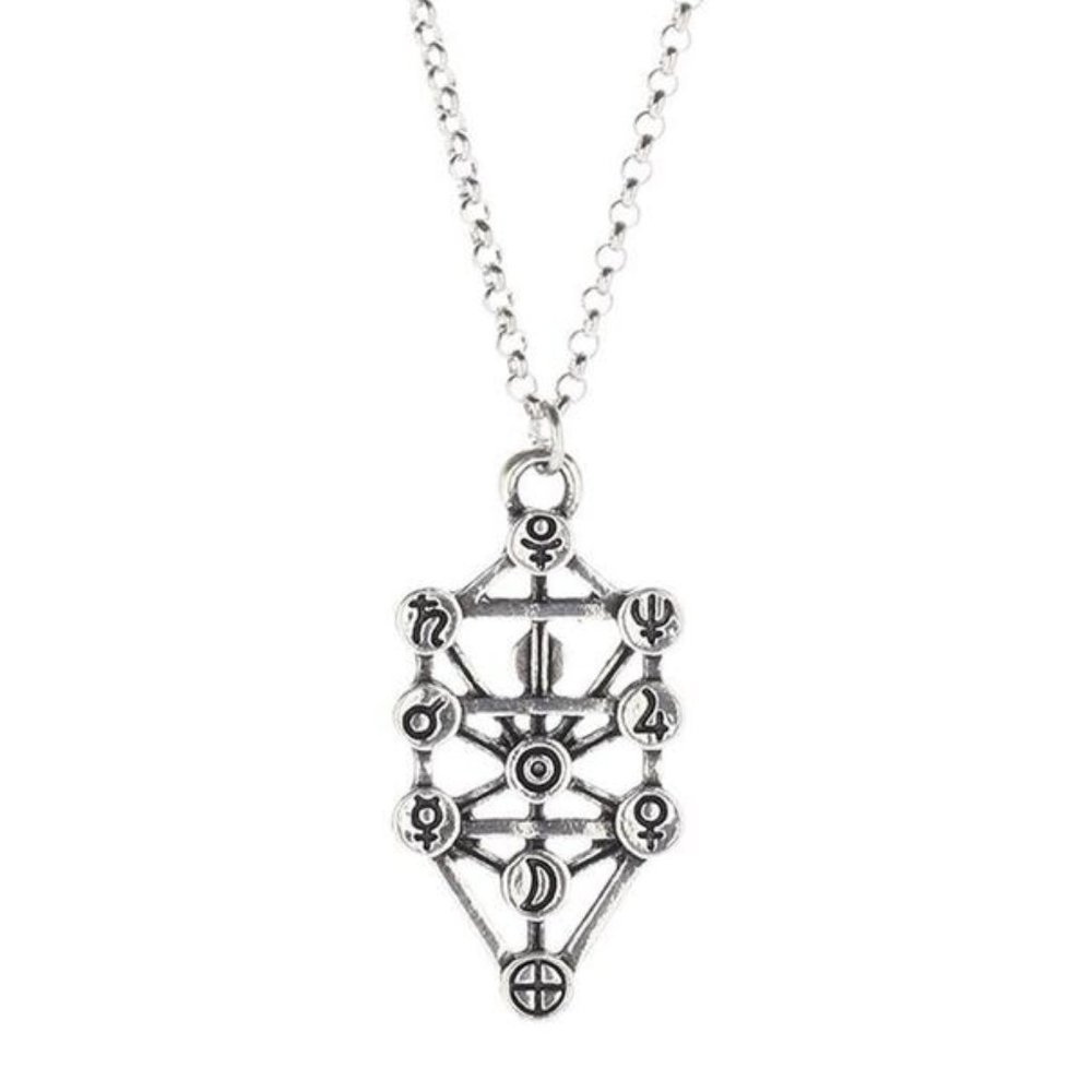LAST1- Qabalah Tree of Life Occult Silver Necklace - Picture 2 of 4